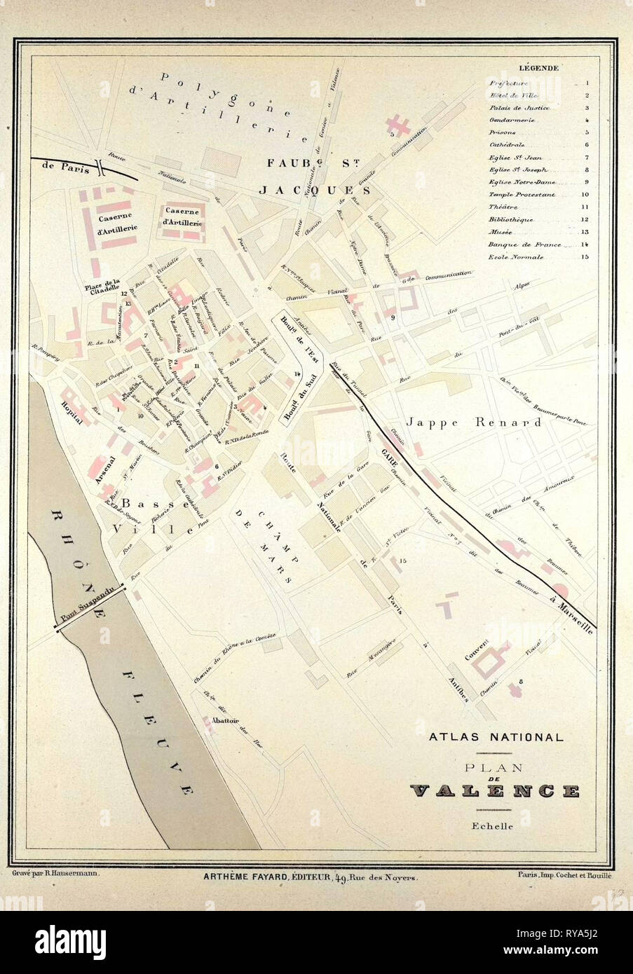 Mappa di Valence Francia Foto Stock