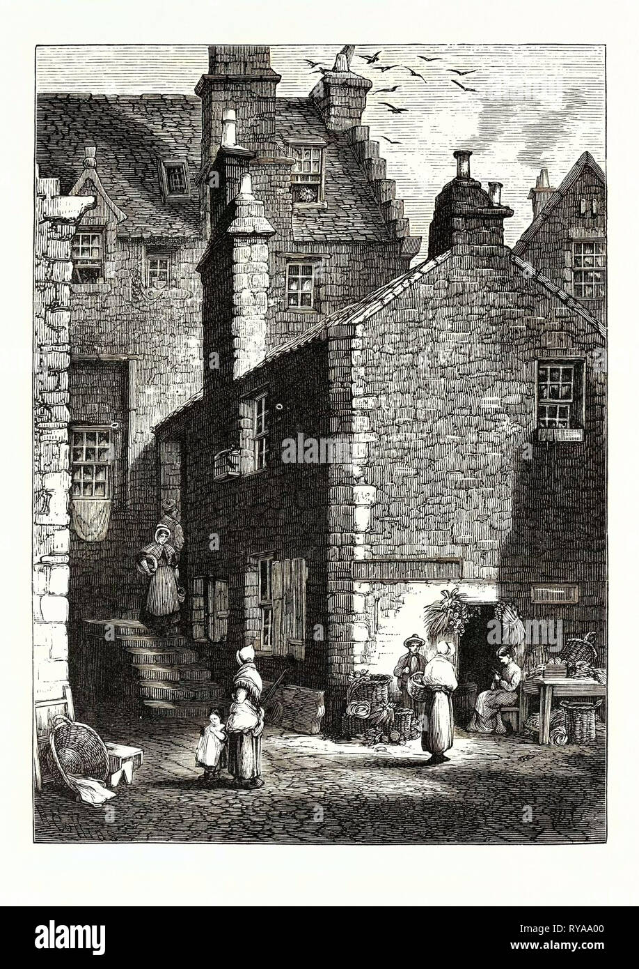 Edimburgo: Grant's Square 1851 Leith la piazza in cui esisteva il vecchio Parlamento una volta occupato al tempo di Maria Foto Stock
