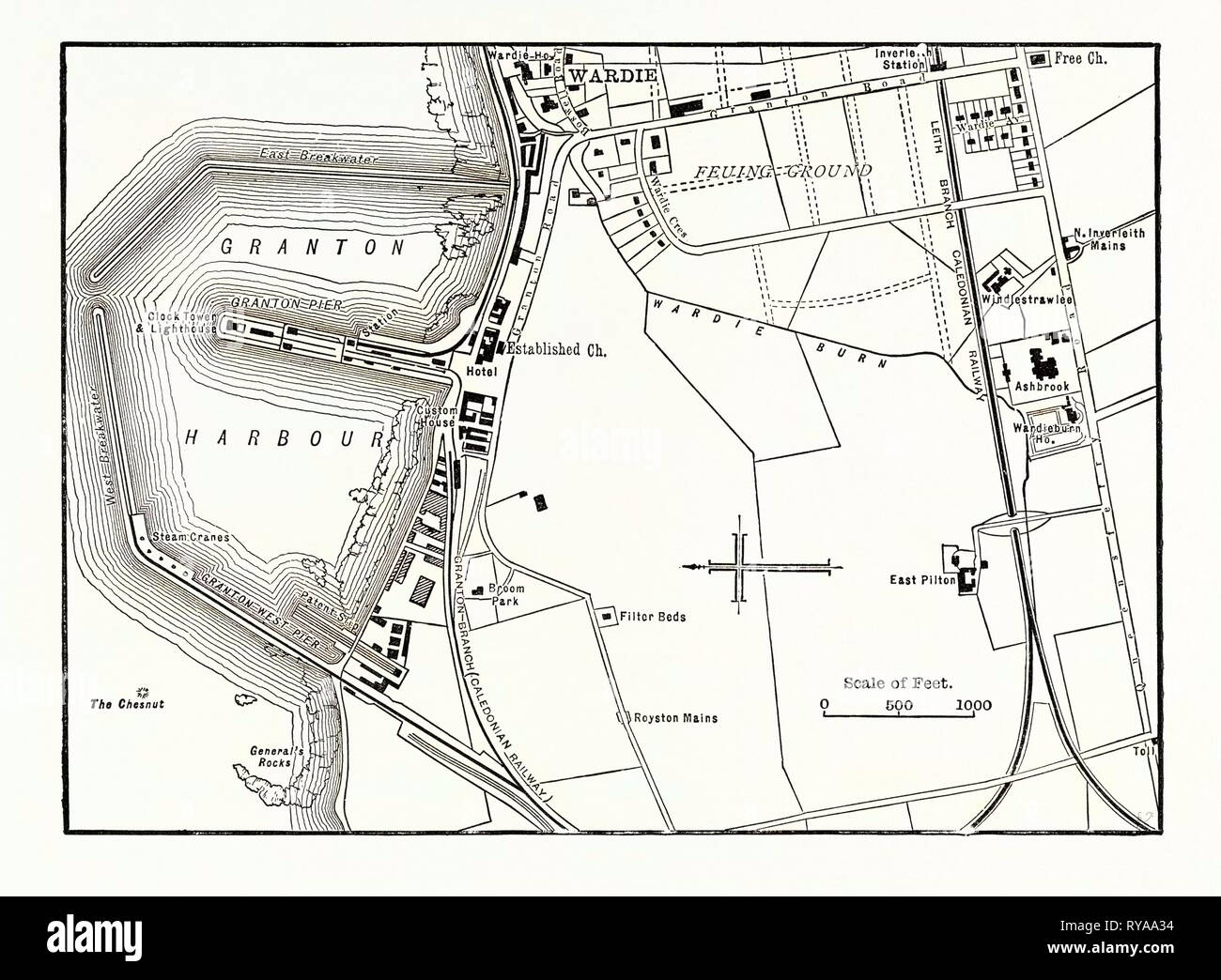 Edimburgo: Mappa di Granton e dintorni Foto Stock