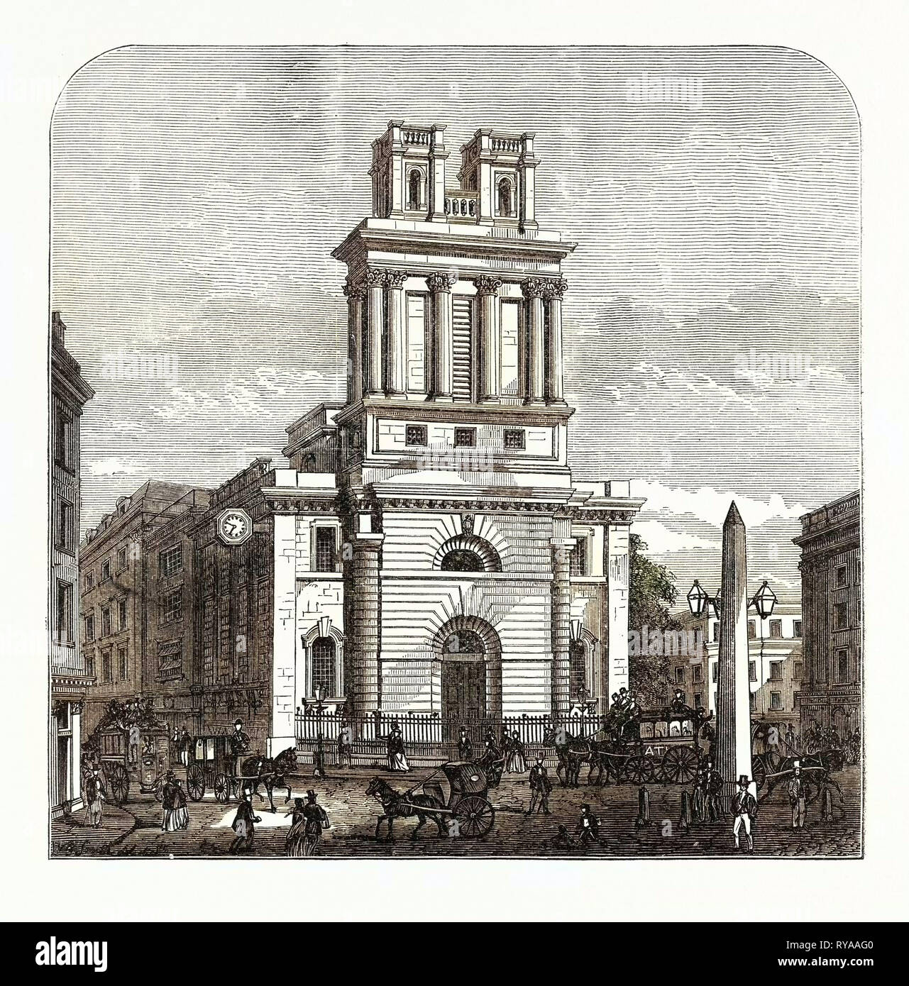 Saint Mary Woolnoth 1870 Londra Foto Stock