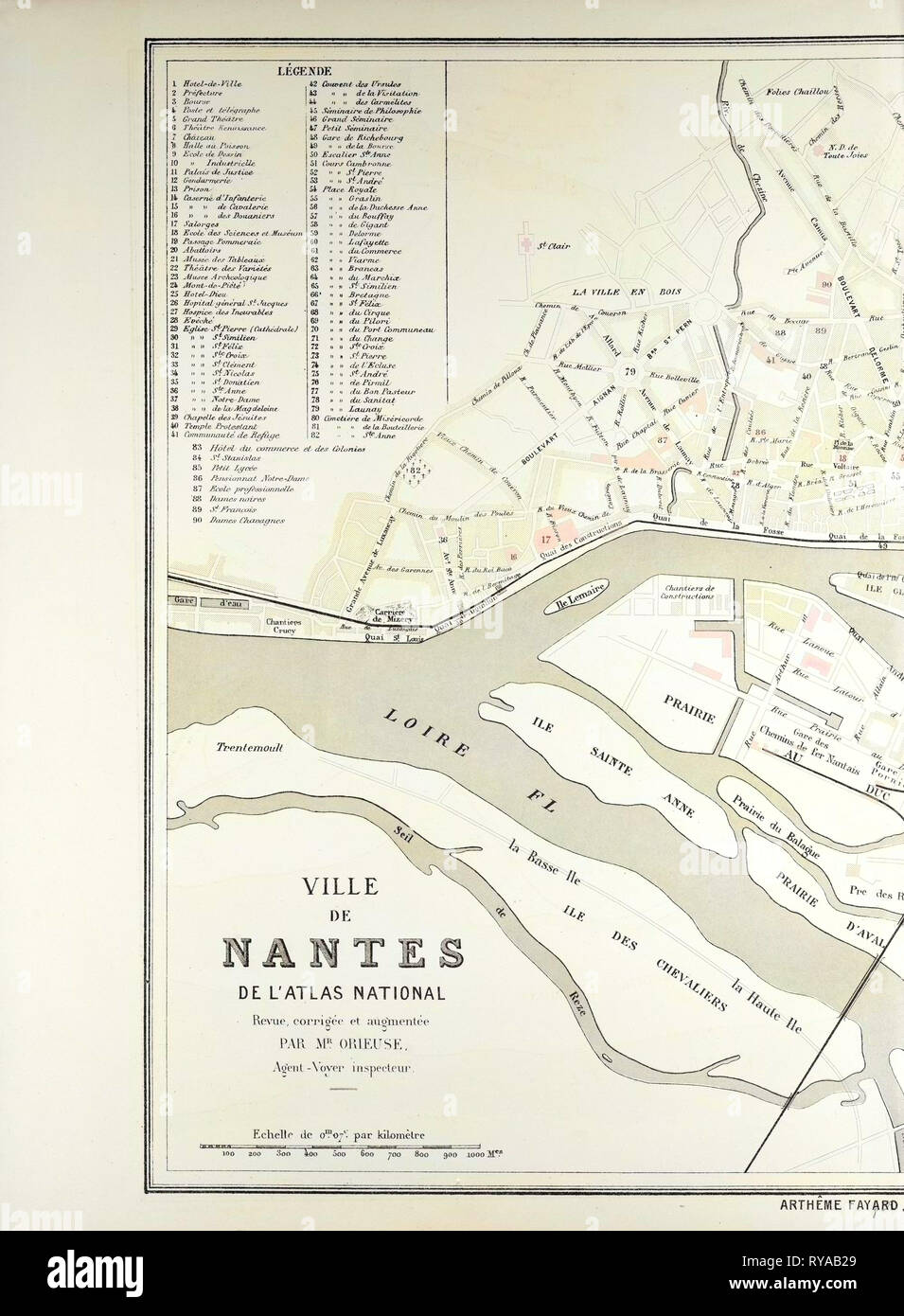 Mappa di Nantes Foto Stock