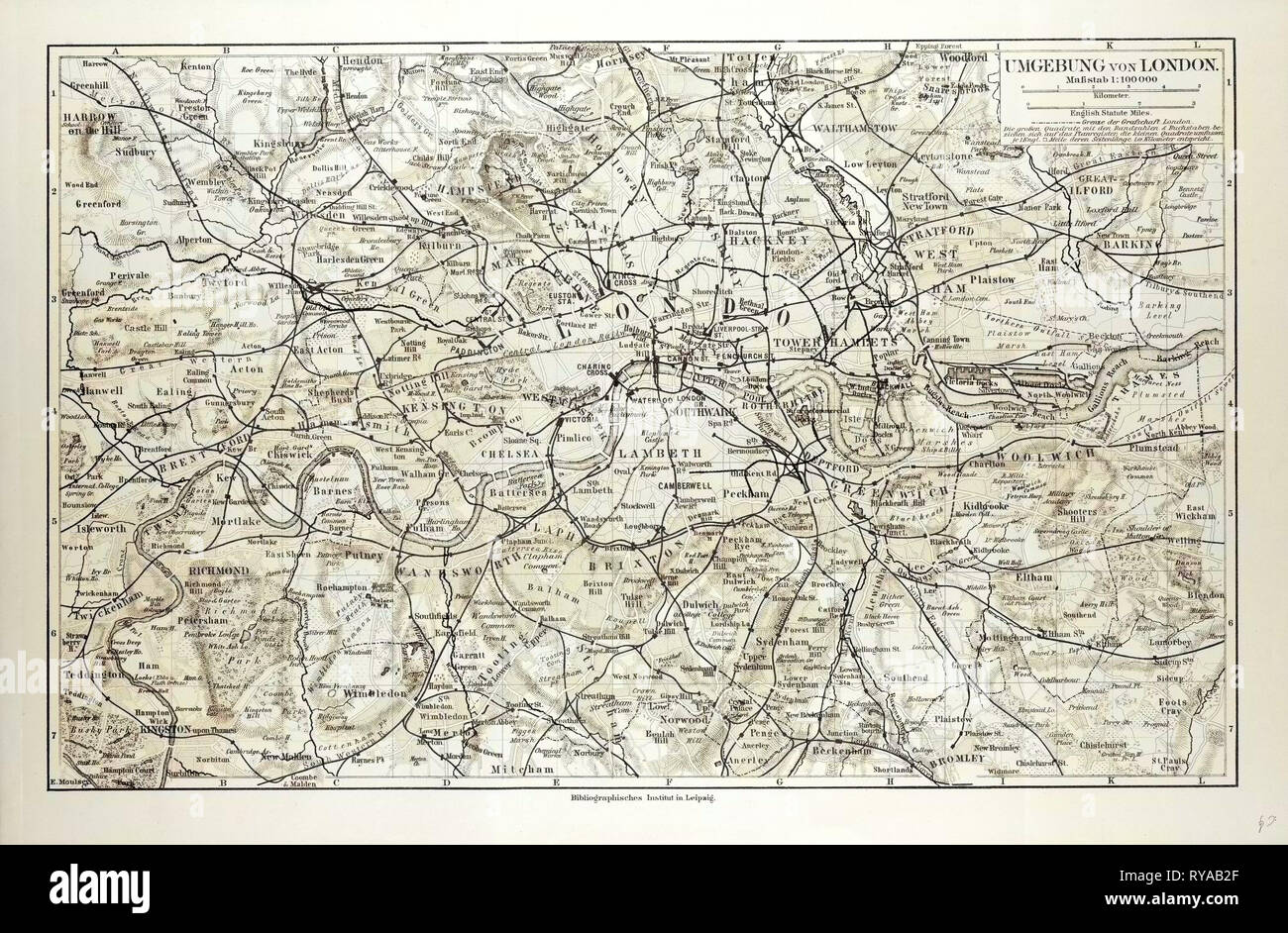 Mappa vecchia di Londra Foto Stock