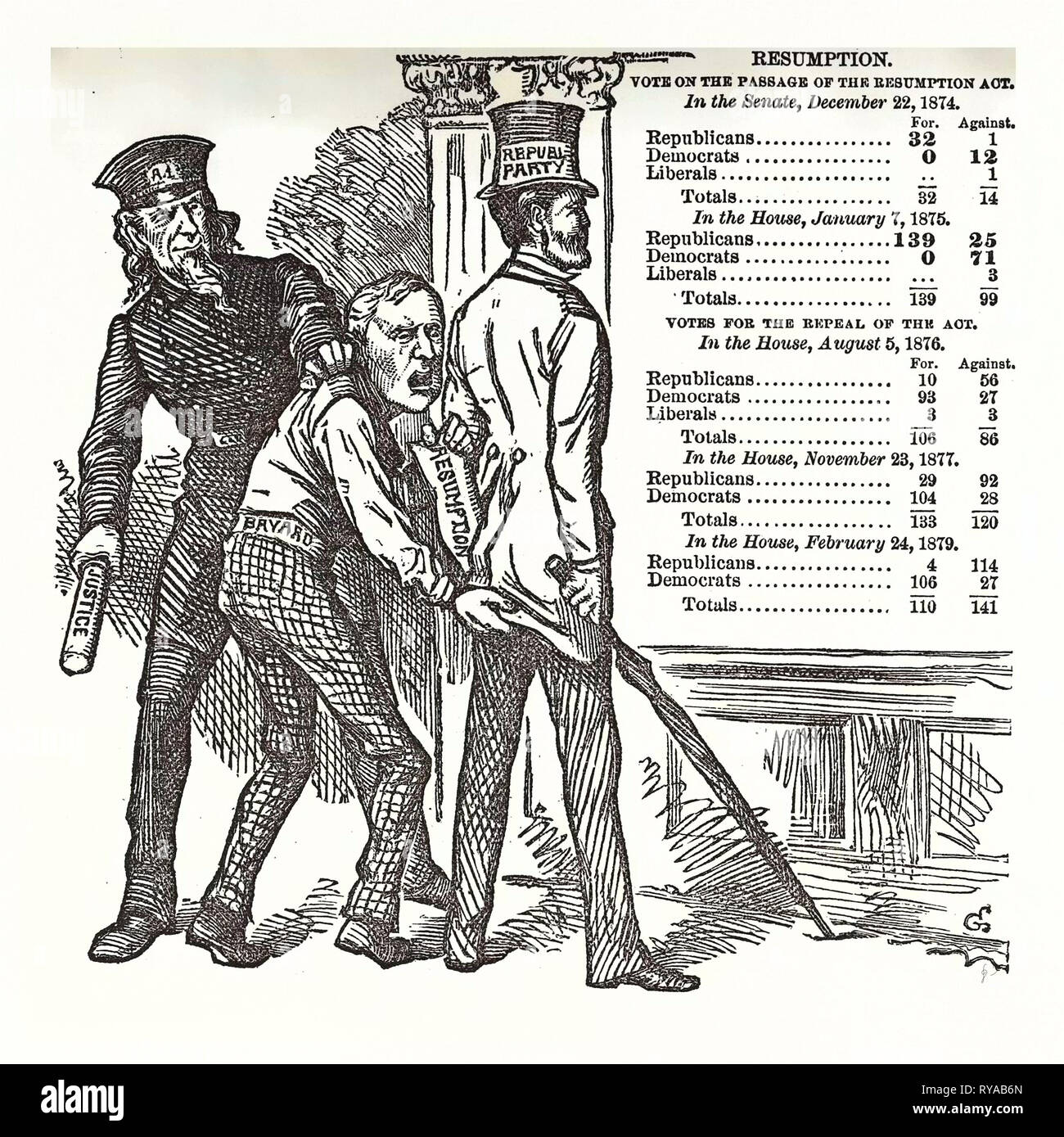 Nemesi politico, incisione 1880, noi, Stati Uniti d'America, America Foto Stock