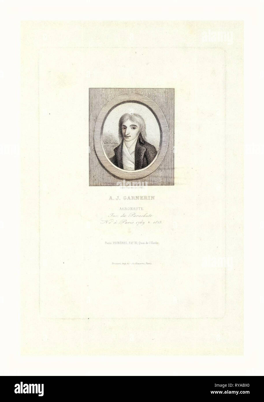 A.J. Garnerin, Aeronaut di Jules Porreau, 1853 Foto Stock