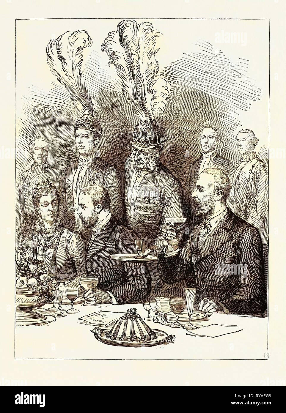 Il Principe di Galles in Svezia: Il pranzo d'addio a Drottningholm, il Principe di Galles aspettato dalla La-Pare della Regina e la Principessa di Dalecarlia Foto Stock