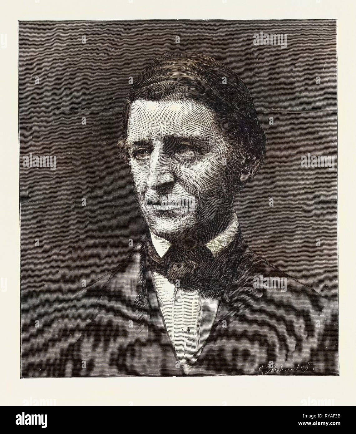 Ralph Waldo Emerson, nato il 25 maggio 1803, morì il 27 aprile 1882 Foto Stock