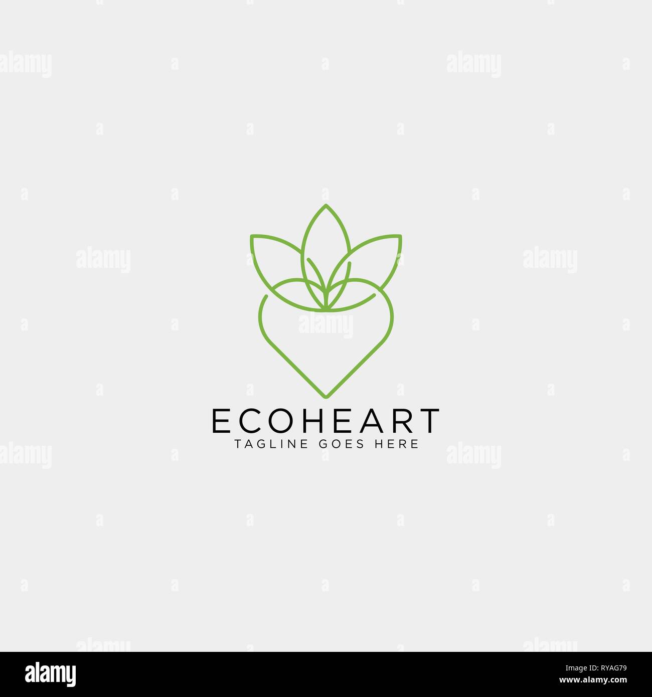 Amore eco natura foglia modello logo illustrazione vettoriale icona elemento isolato Illustrazione Vettoriale
