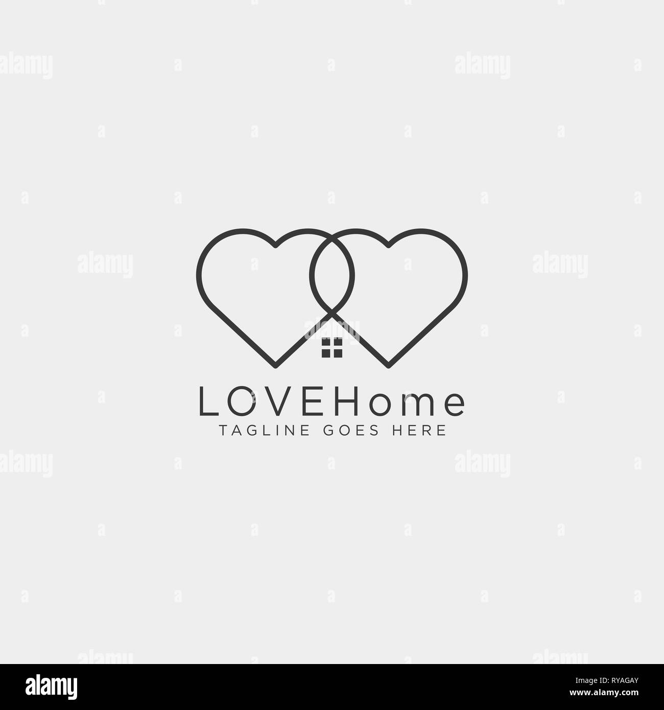 Amore home linea modello logo illustrazione vettoriale icona elemento isolato Illustrazione Vettoriale