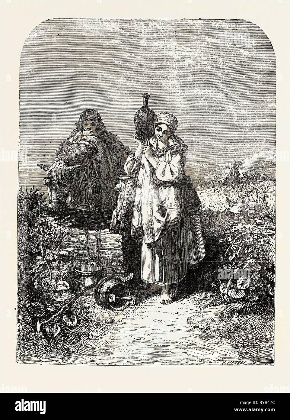 Il Russo Serf, dalla mostra della società di pittori in Water-Colors 1854 Foto Stock