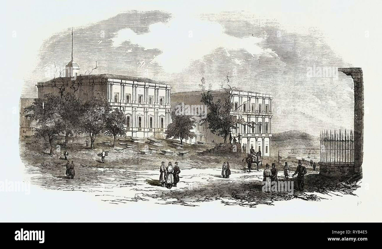 La caserma dei militari francesi al di fuori di Pera 1854 Foto Stock