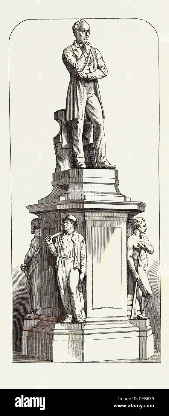 Statua del Sig. John Cockerill di Seraing, Belgio, 1871 Foto Stock