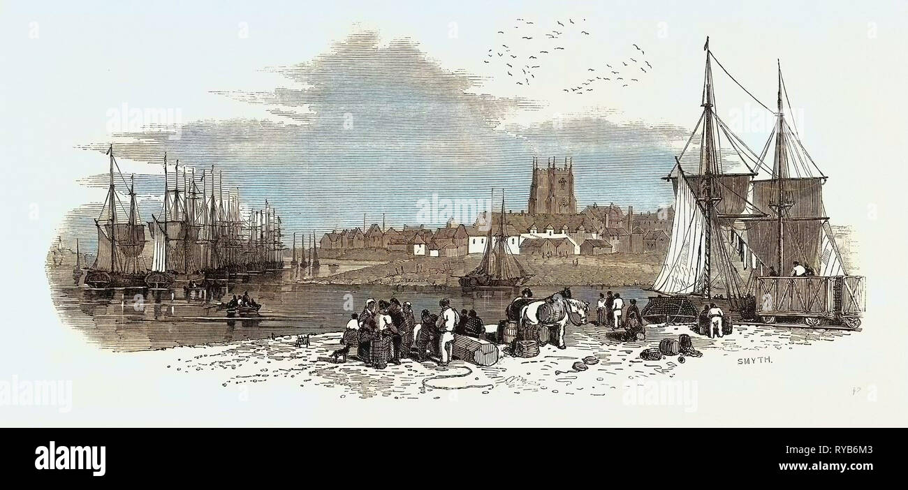 La East Anglian Railway: il porto di Lynn e il "porto" di diramazione della ferrovia, UK, 1847 Foto Stock