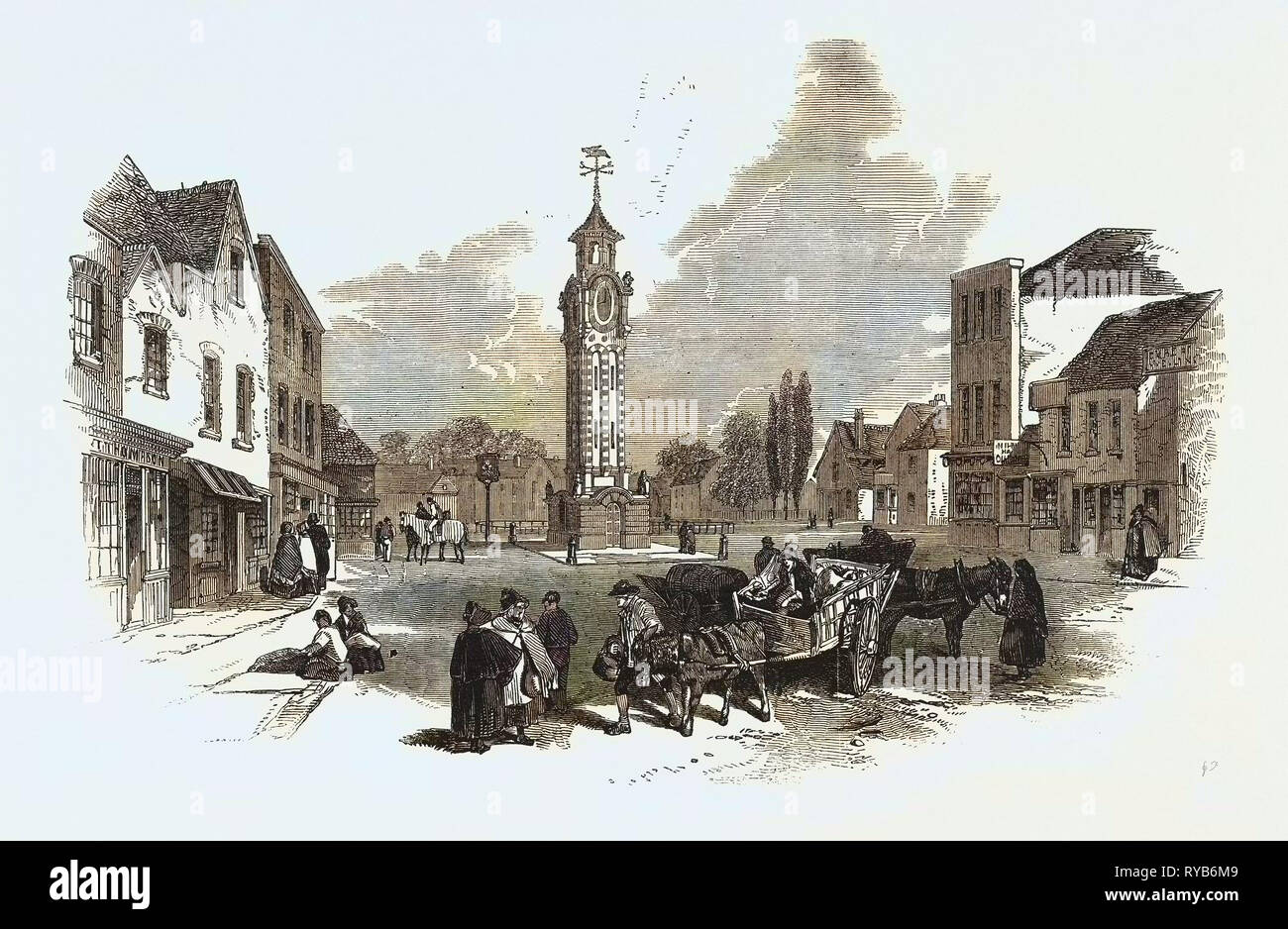La nuova torre dell'Orologio, a Epsom, Regno Unito, 1847 Foto Stock