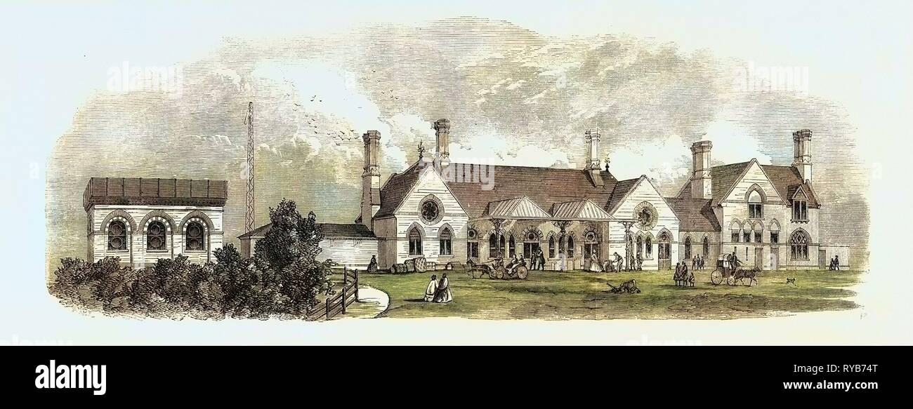 La stazione di Margate del Kent orientale (Londra, Chatham e Dover) Linea ferroviaria, UK, 1864 Foto Stock