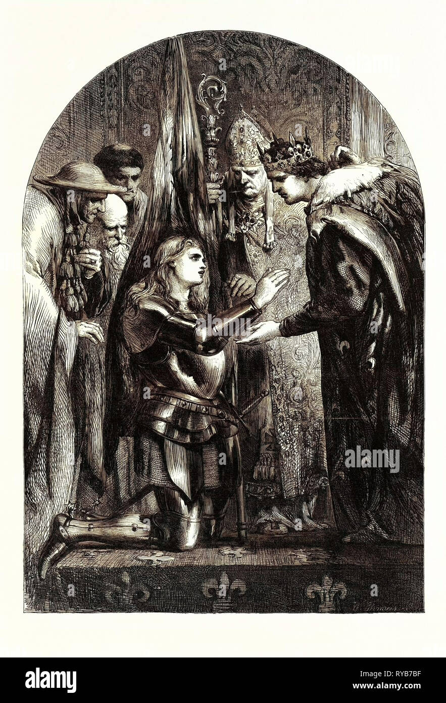 Giovanna d Arco presso l' Incoronazione di Carlo VII. A Reims. A partire da un disegno di John Gilbert Foto Stock