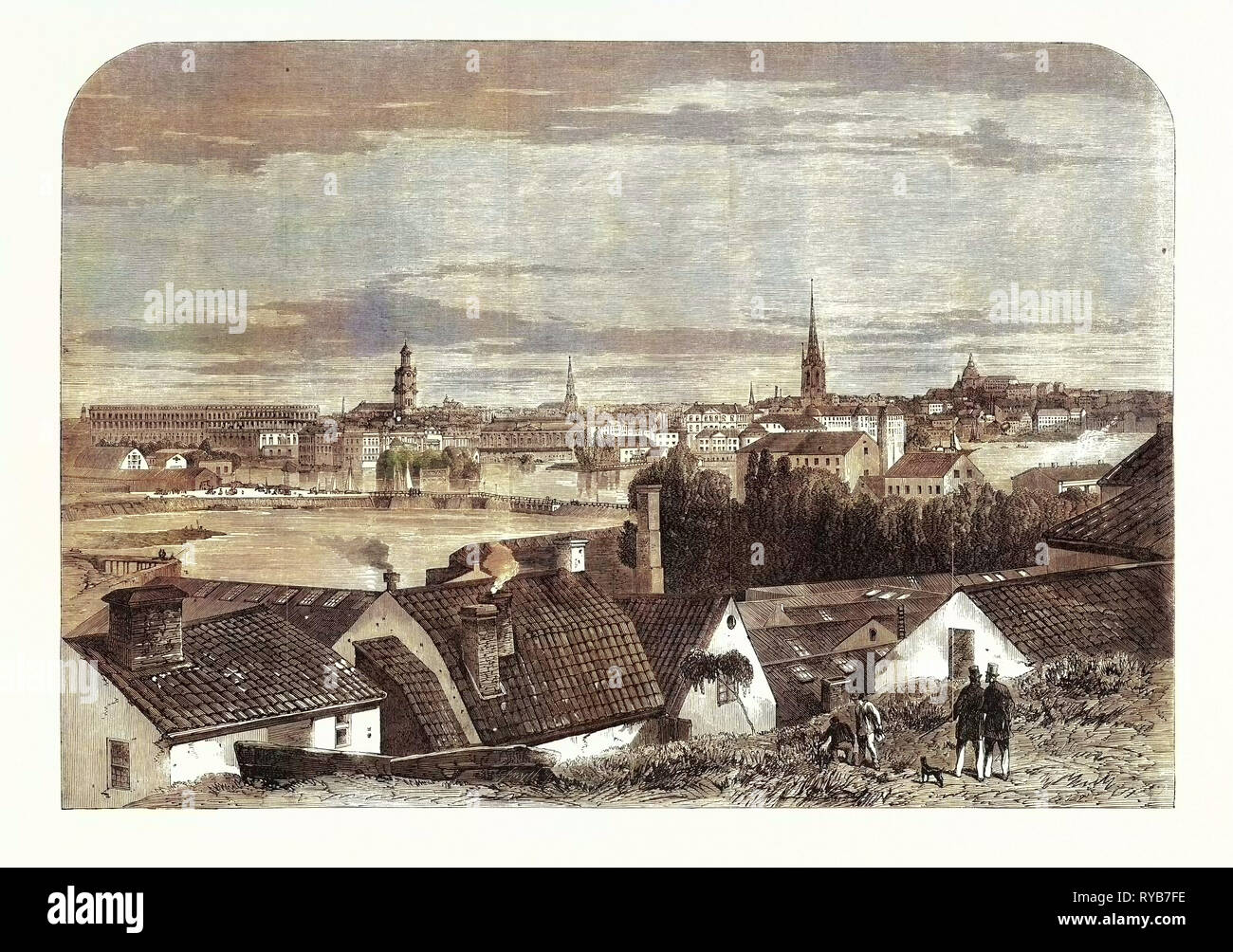 Visita del Principe e della Principessa di Galles alla Svezia: Vista generale della città di Stoccolma, 1864 Foto Stock