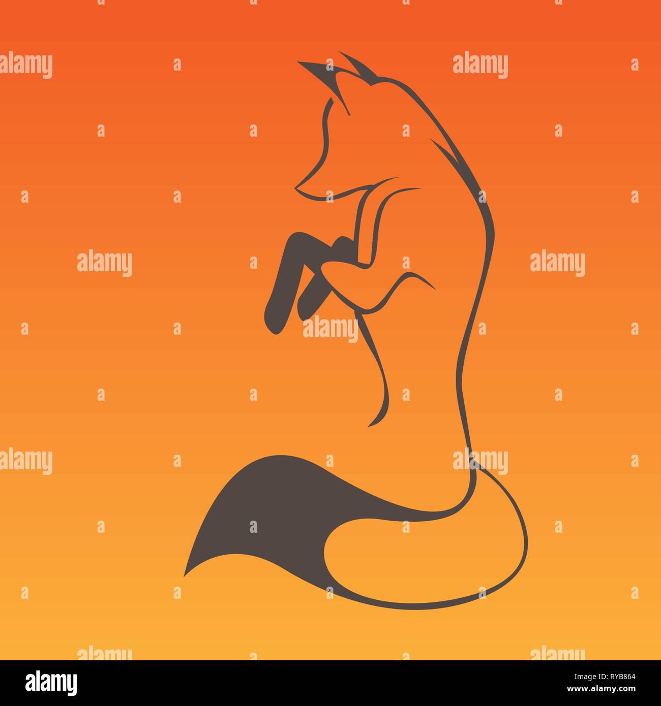 Segno di Fox in linee curve Illustrazione Vettoriale