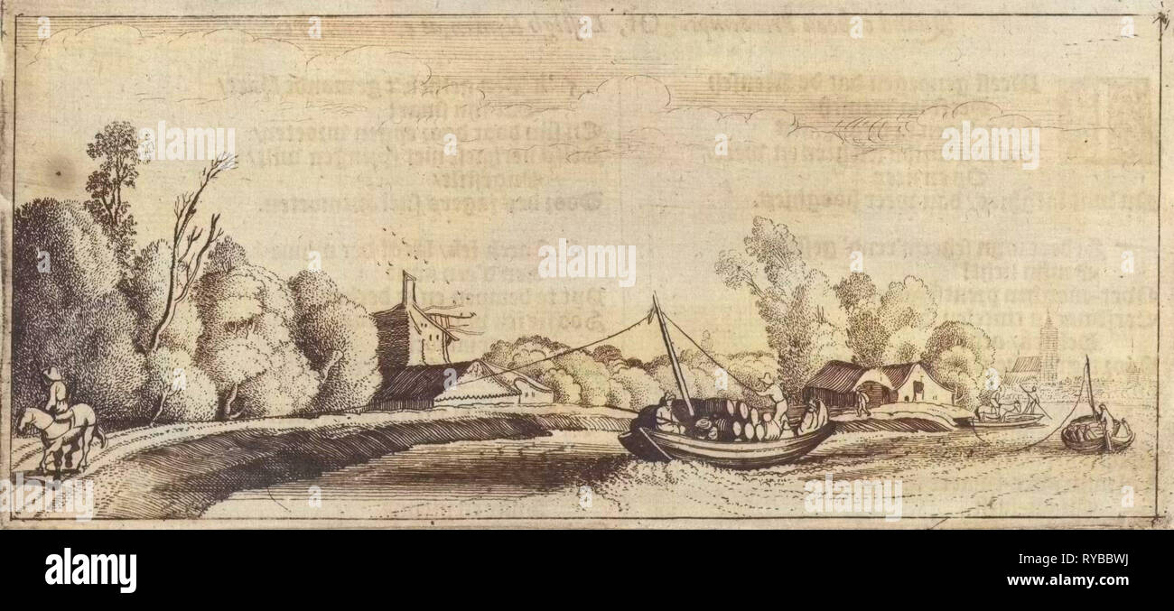 Vista sul fiume con barconi, Jan van de Velde (II), Cornelis Willemsz Blaeu-Laken, 1627 Foto Stock