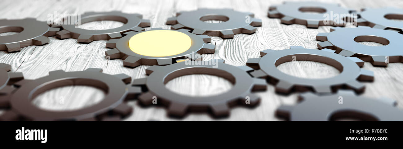 Ingranaggi cyberspazio idee di business concept rendering 3D Foto Stock