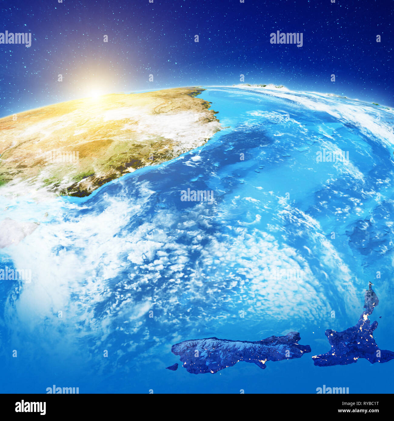 Australia e Nuova Zelanda di notte Foto Stock