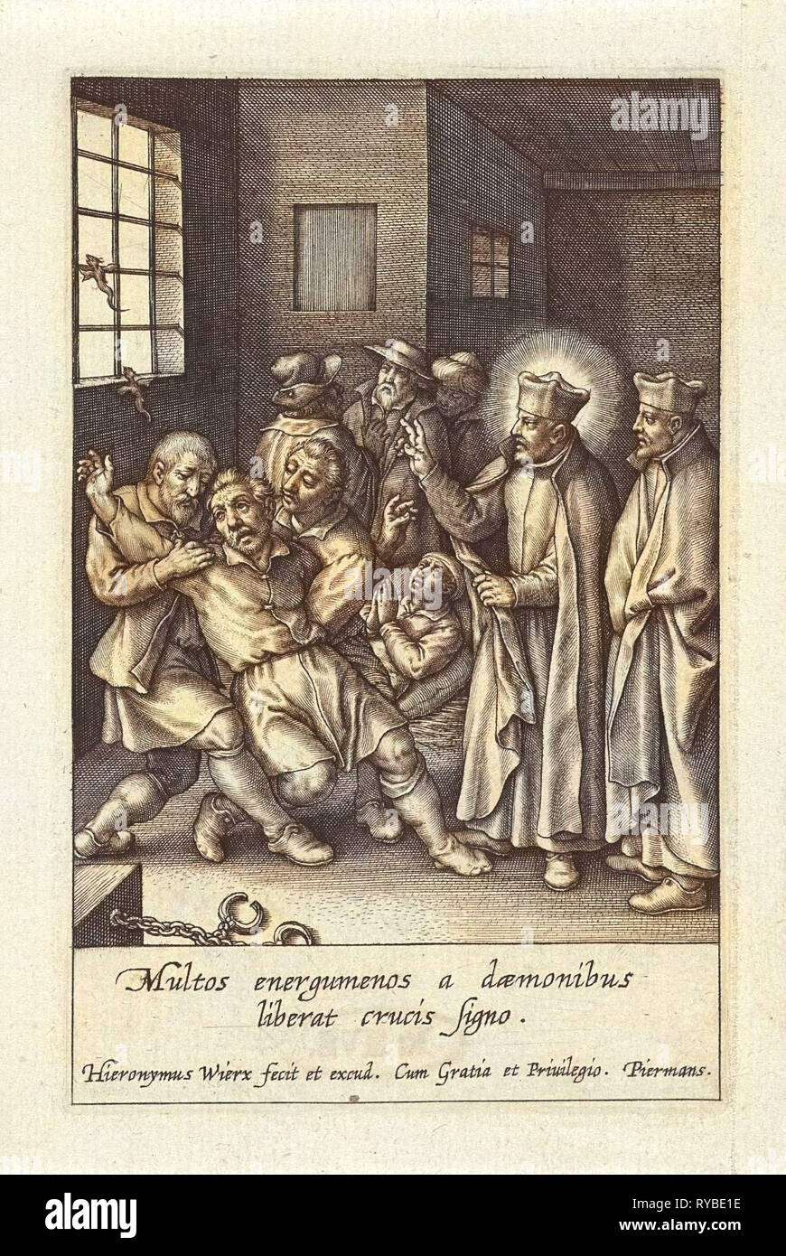 Ignazio di Loyola esegue un diabolico incantesimo, Hieronymus WIERIX, 1611 - 1615 Foto Stock Ignazio di Loyola esegue un diabolico incantesimo, Hieronymus WIERIX, 1611 - 1615 Foto Stock