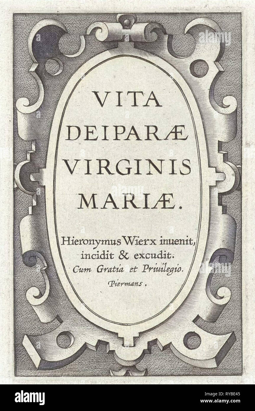 Cartiglio con titolo, Hieronymus WIERIX, 1563 - prima del 1619 Foto Stock