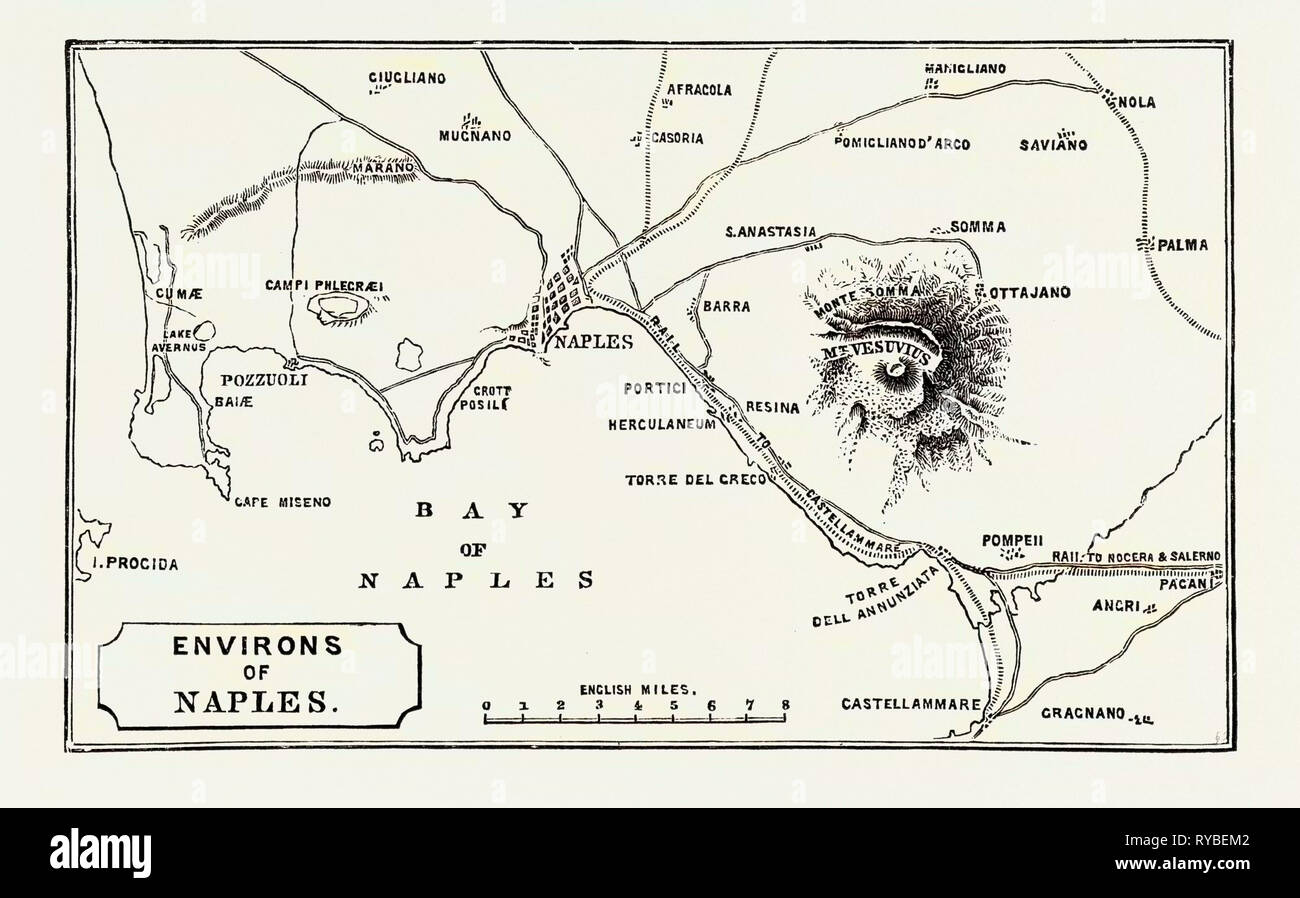 Mappa dei dintorni di Napoli Foto Stock