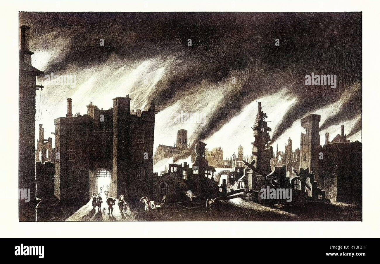 Il Grande Incendio di Londra 1666 Foto Stock