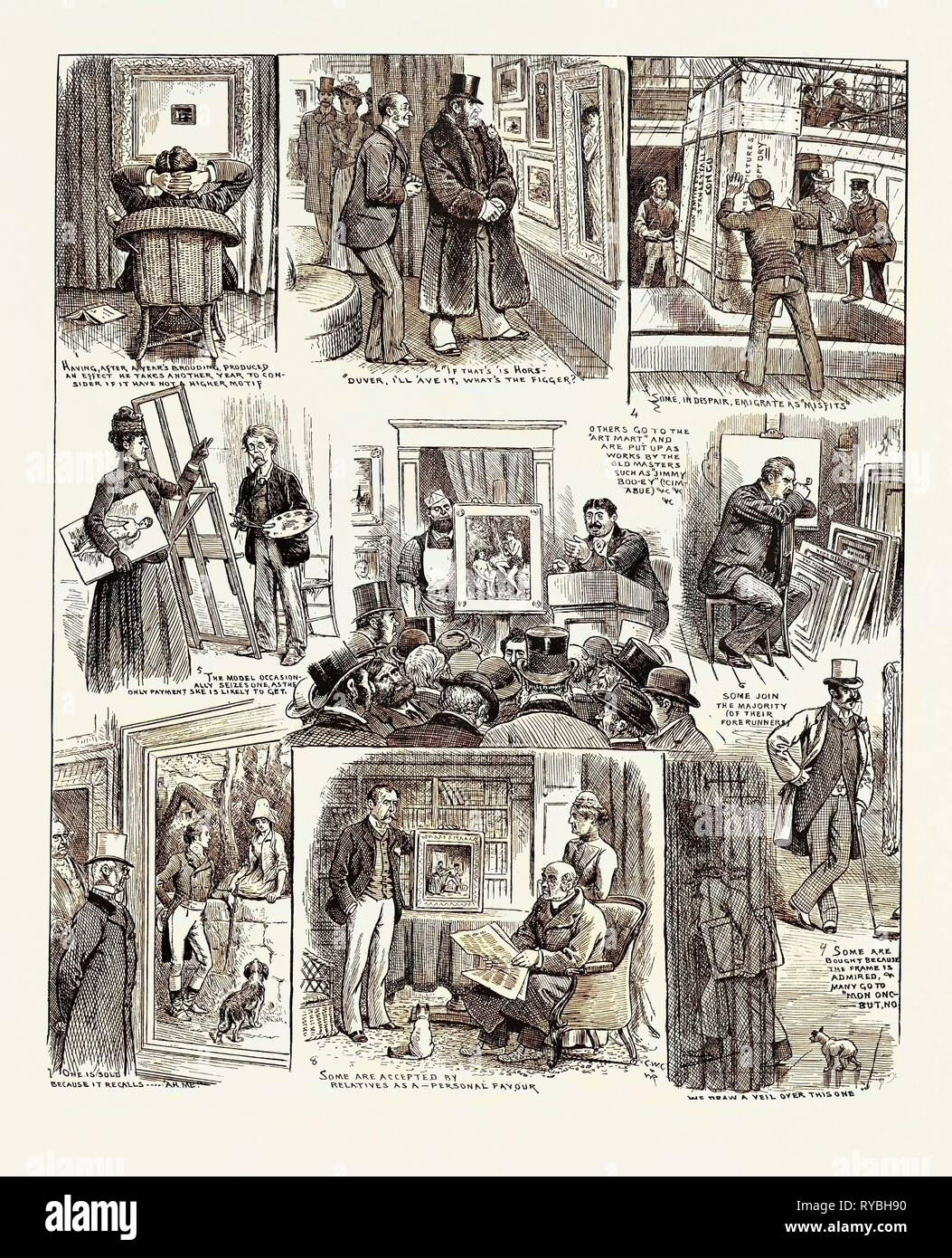 Cosa succede alle pitture, 1890 l'incisione Foto Stock