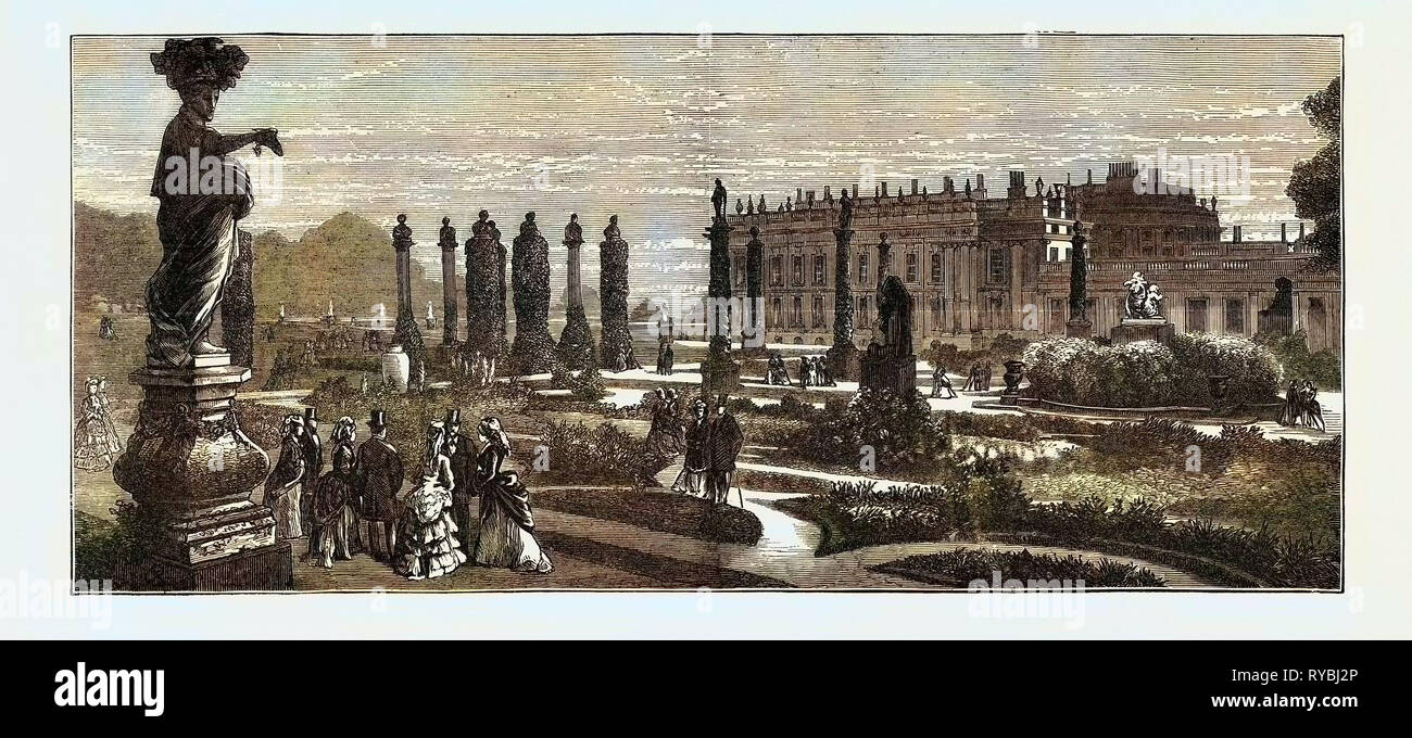 Il principe e la Principessa di Galles a Chatsworth: Giardino alla francese Foto Stock