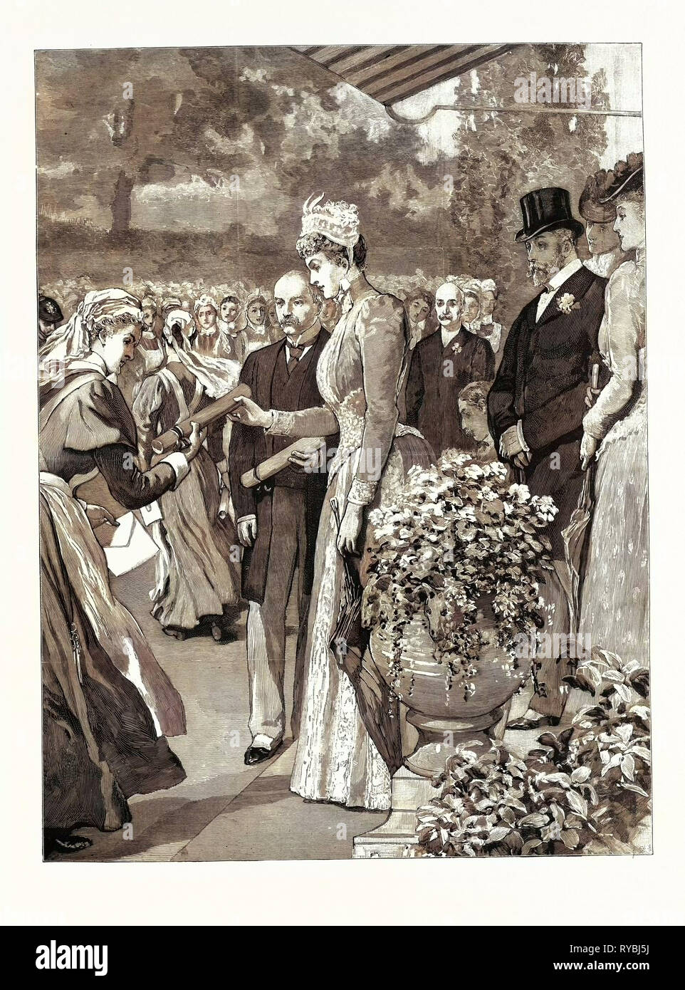 Il Royal fondo pensione nazionale per infermieri: le LL.AA.RR Il principe e la Principessa di Galles presentando i certificati per il 'Seconda mille' infermiere di Marlboro' House Foto Stock