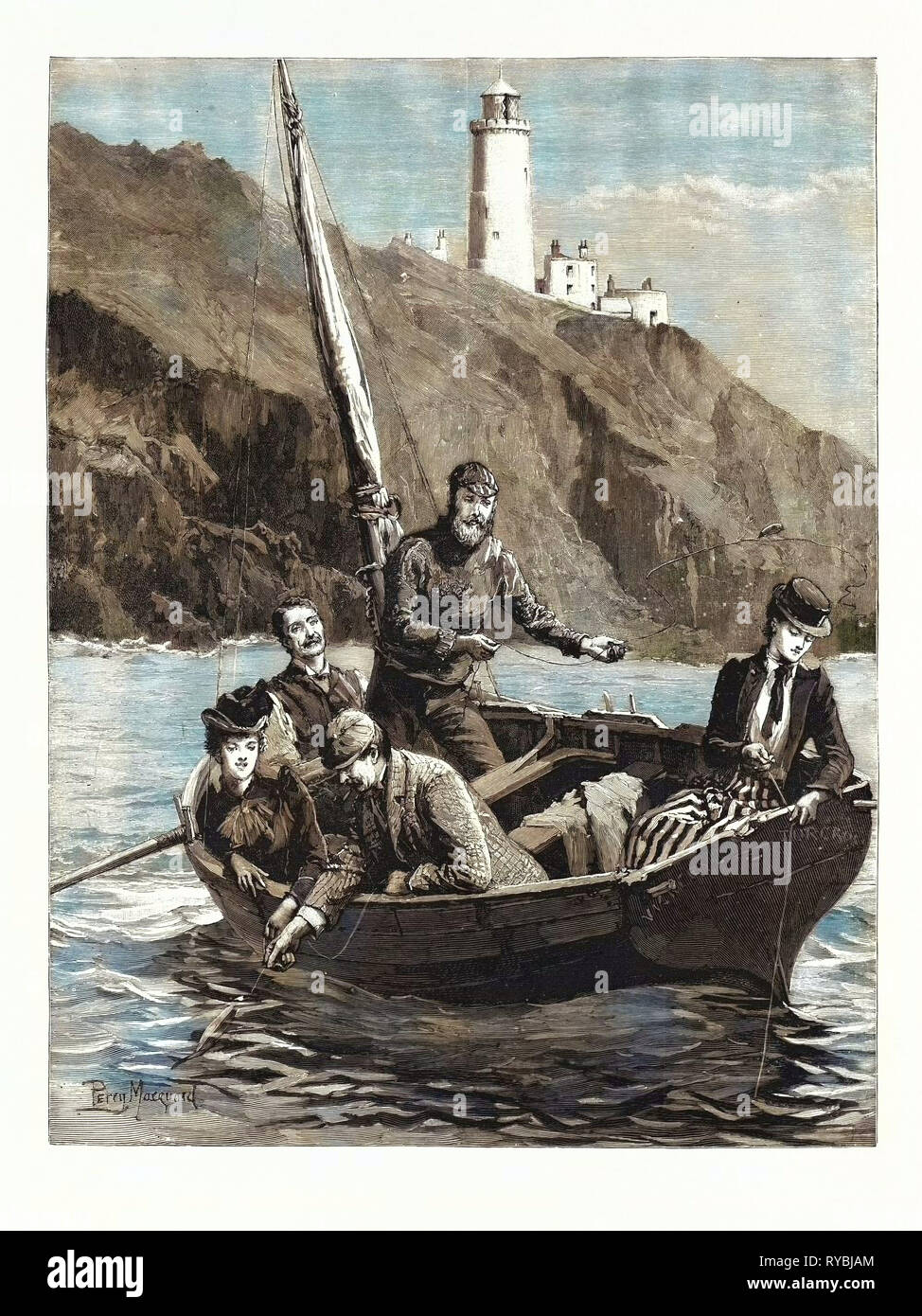 La stagione delle vacanze, pesca fuori l'inizio Light House Foto Stock