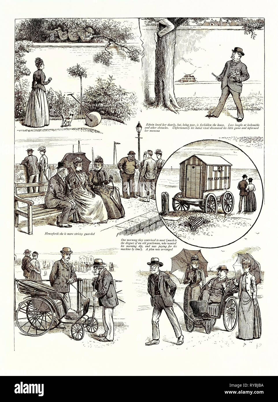 La storia di una località Elopement: Edwin amava il suo caro, ma, essendo poveri, è vietato la casa. Love Ride a Fabbri e altri ostacoli. Purtroppo il suo odiato rivale ha scoperto il suo gioco poco informato e la sua Mamma. Ormai lei è più strettamente sorvegliato. Una mattina hanno escogitato per soddisfare (molto per il disgusto di un vecchio Gentleman, che ha voluto la sua immersione del mattino e ha pagato per la sua macchina del tempo). Un piano è stato disposto. Edwin ha corrotto un presidente per dargli la sua sedia e anche le sue vesti. Ma non si sentono particolarmente felice quando il suo grasso rivale accese come la sua prima tariffa Foto Stock