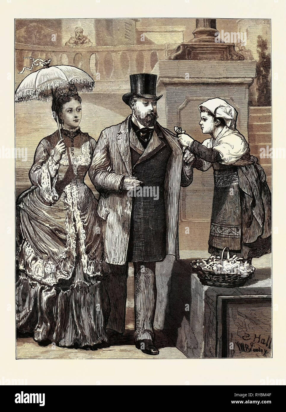 Roma: il principe e la Principessa di Galles e la Importunate fiore ragazza Foto Stock