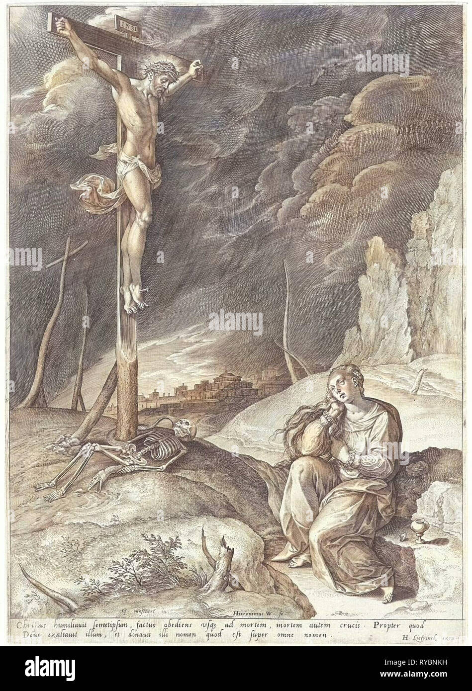 Cristo trionfante sulla Croce, Hieronymus WIERIX, Hans Liefrinck (MI), 1563 - prima del 1573 Foto Stock