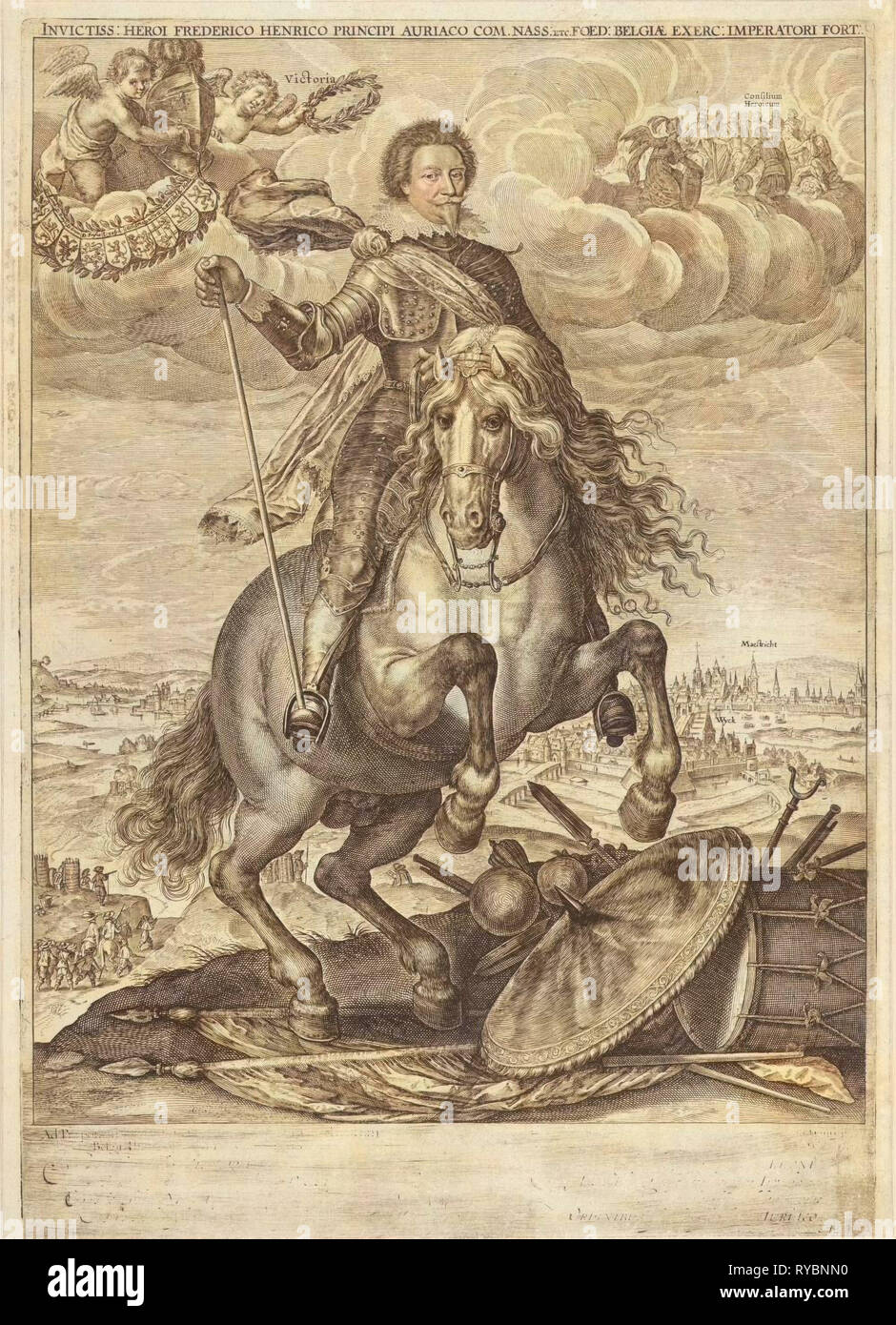 Ritratto equestre di Frederick Henry, principe di Orange, Crispijn van de Passe (MI), 1632 Foto Stock
