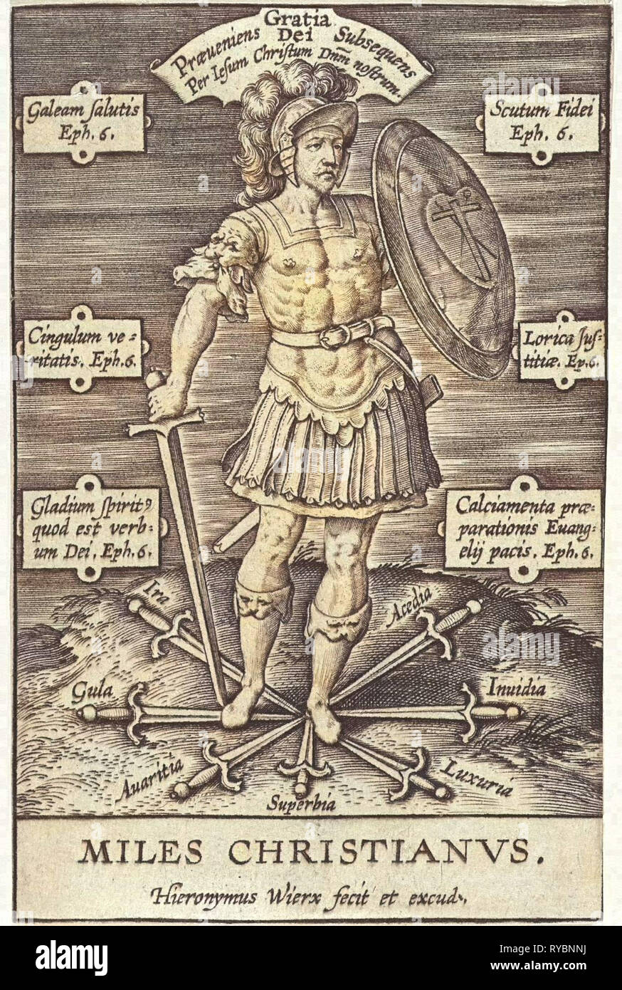 Christian Knight, Hieronymus WIERIX, Girolamo Olgiati, 1563 - prima del 1619 Foto Stock