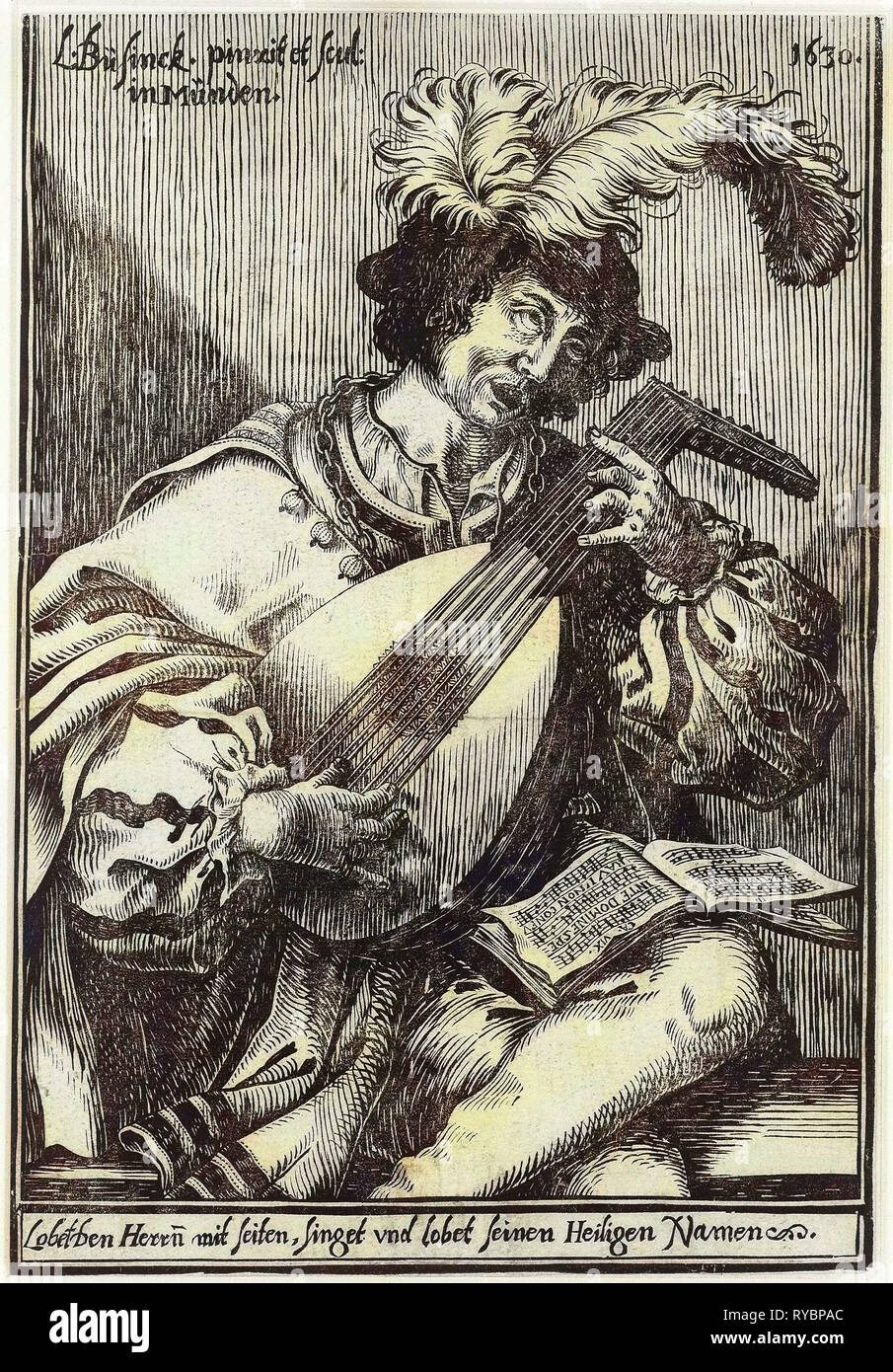 Il liuto player, Ludwig Büsinck, 1630 Foto Stock