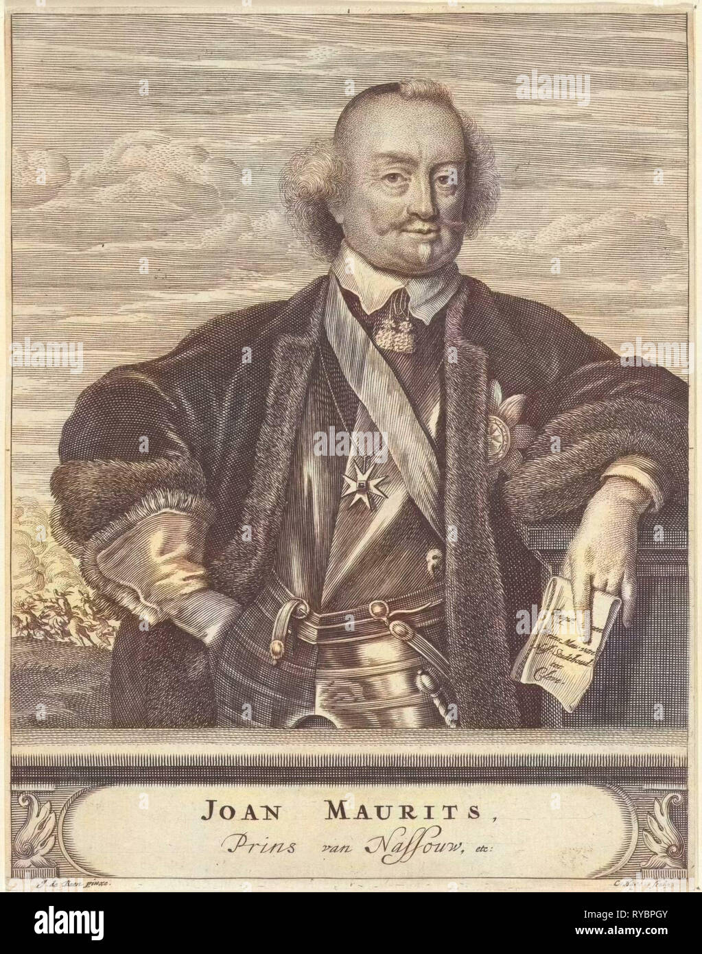 Ritratto di Johan Maurits, Conte di Nassau-Siegen, Christiaan Hagen, c. 1663 - c. 1695 Foto Stock