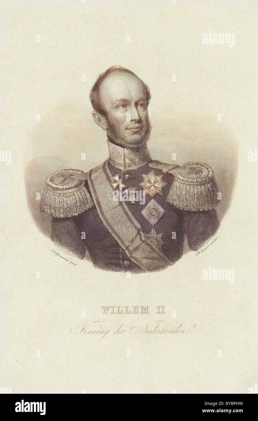 Ritratto di Guglielmo II, re dei Paesi Bassi, Johann Wilhelm Kaiser (MI), 1840-1900 Foto Stock