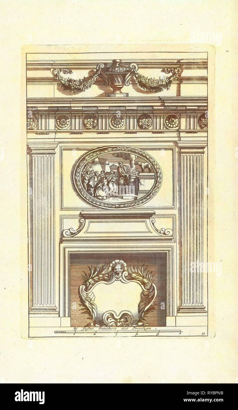 Due pilastri toscani, interno, decorazione, design, ornamento, ornamentali, architettura, Jean Lepautre, Justus Danckerts, c. 1675 - c. 1686 Foto Stock