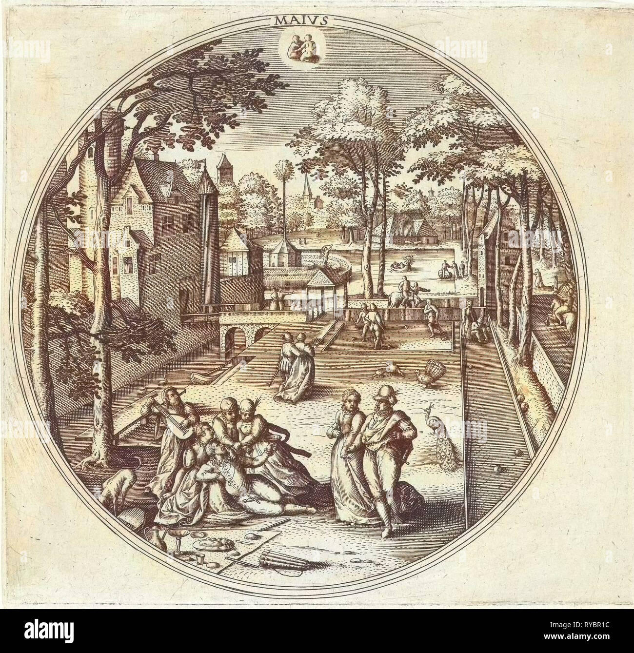 Maggio, Adriaen Collaert, Hans Bol, Hans van Luyck, 1578 - 1582 Foto Stock