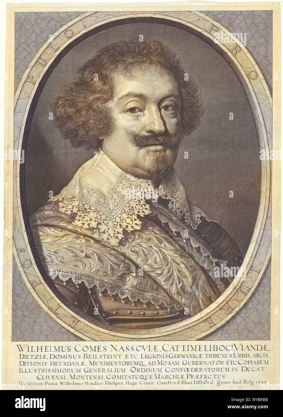 Ritratto di William, Conte di Nassau-Siegen, Willem Hondius, sconosciuto, 1630 Foto Stock