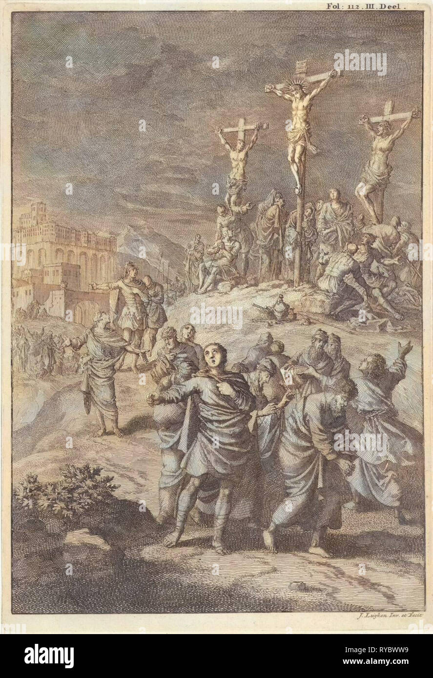 Eclissi solare per la morte di Cristo, Jan Luyken, William Broedelet, 1700 Foto Stock