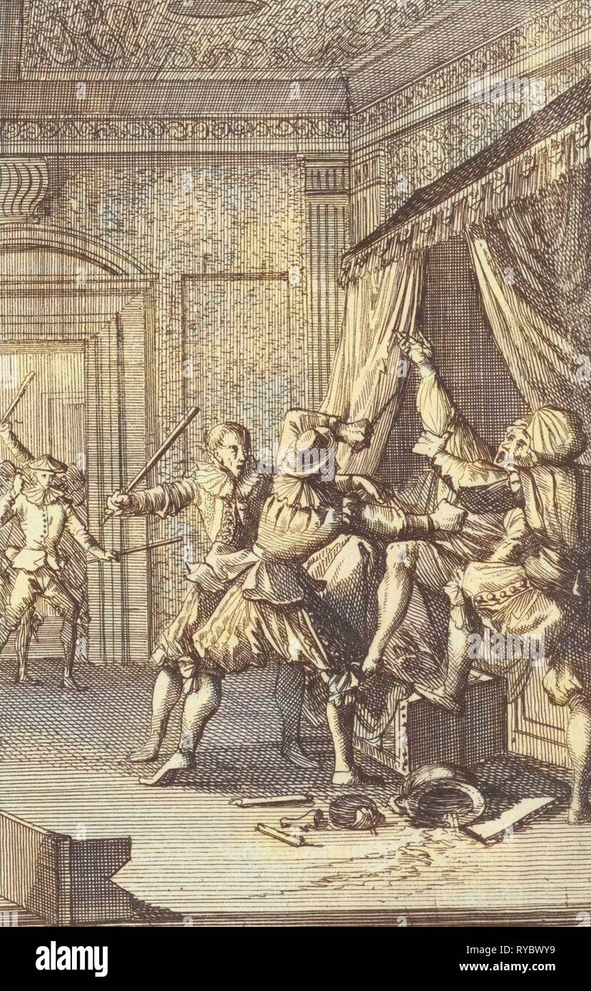 Beernt Proys, Sindaco di Utrecht, Paesi Bassi, è assassinato nel suo letto in 1425, Caspar Luyken, Hermannus Ribbius, 1700 Foto Stock