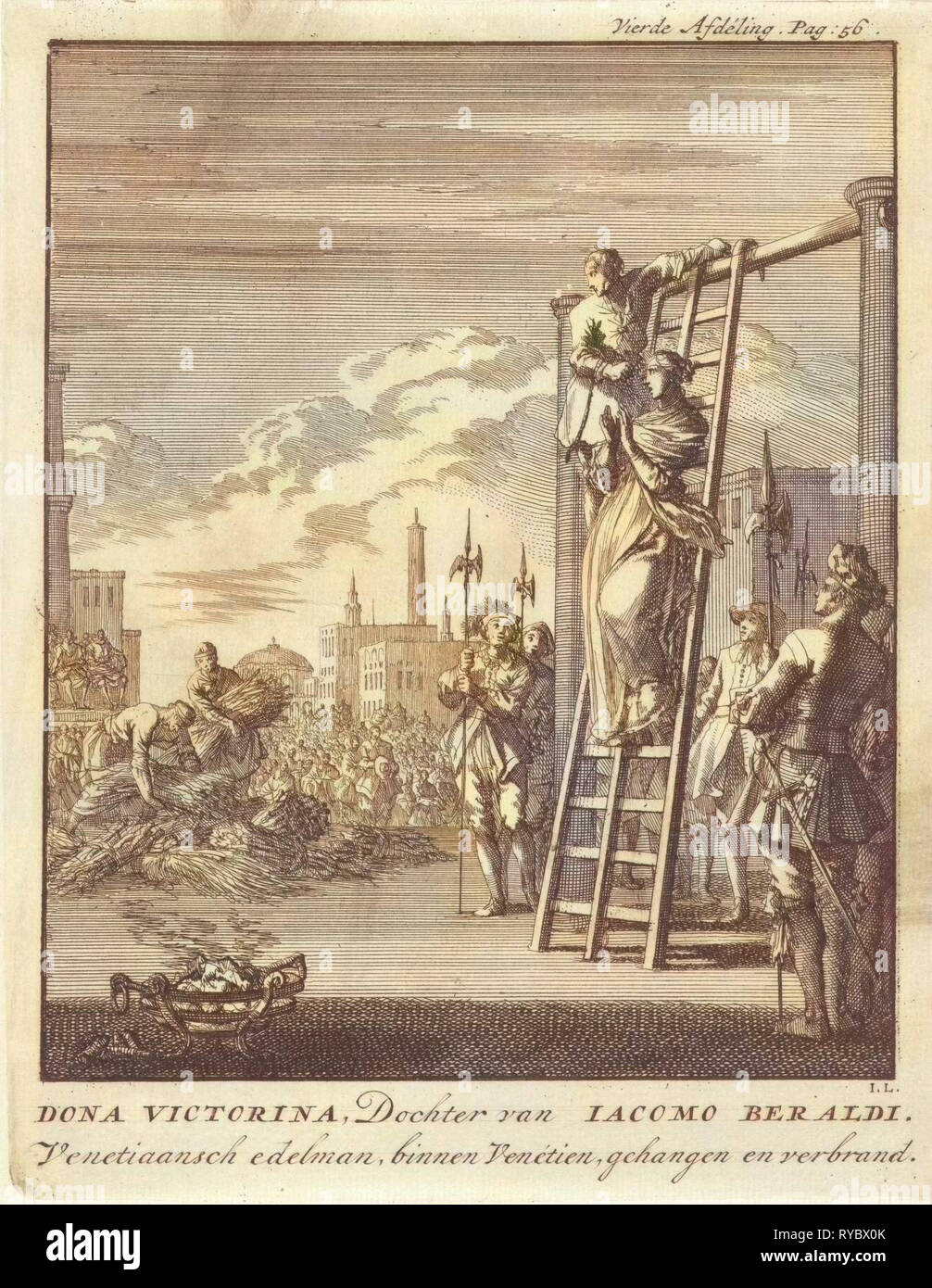 Esecuzione di Vittorina, Jan Luyken, Jan Claesz dieci Hoorn, 1699 Foto Stock