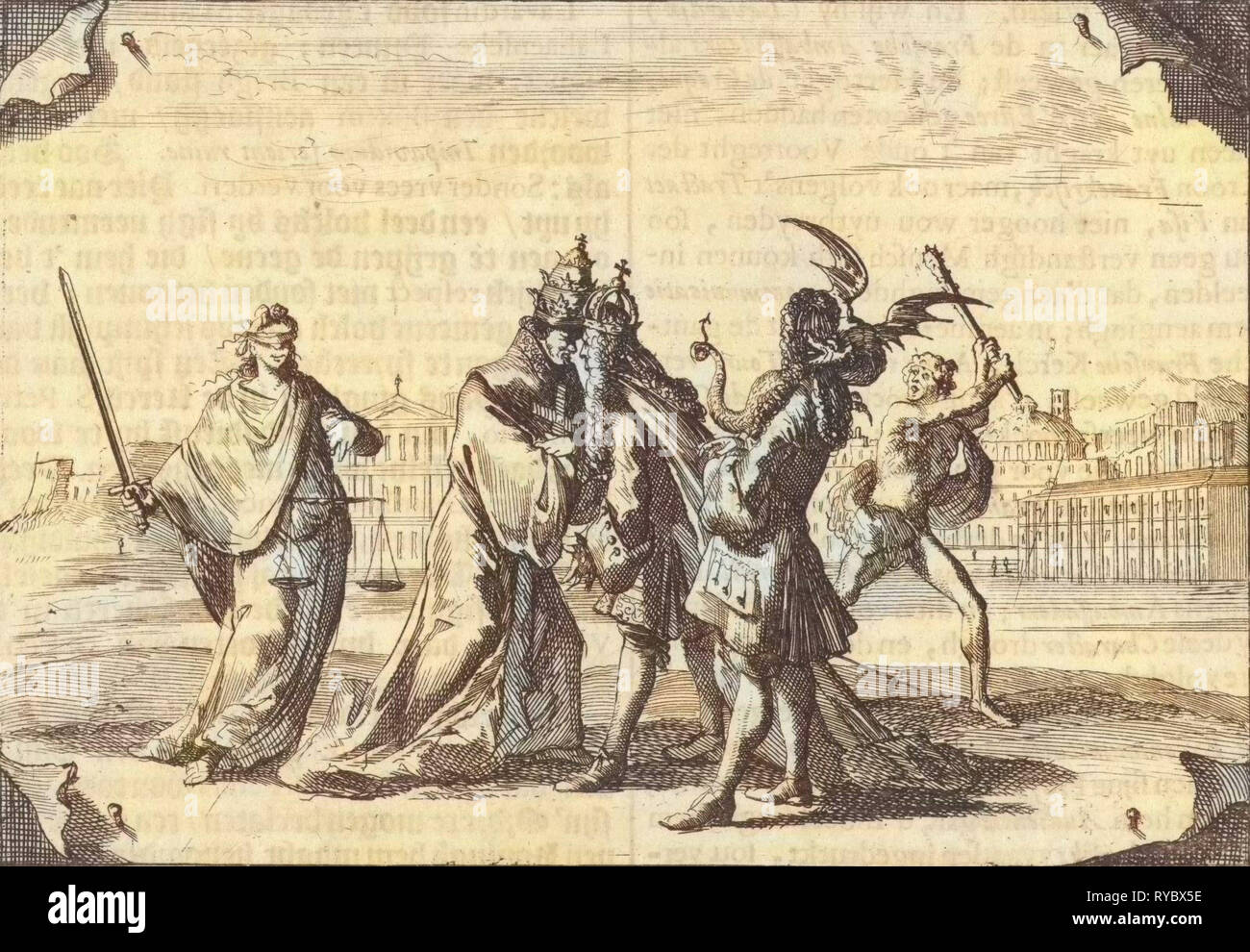 Cartoon circa la lotta tra Luigi XIV e Papa Innocenzo XI, 1687, Caspar Luyken, Pieter van der Aa (MI), 1698 Foto Stock