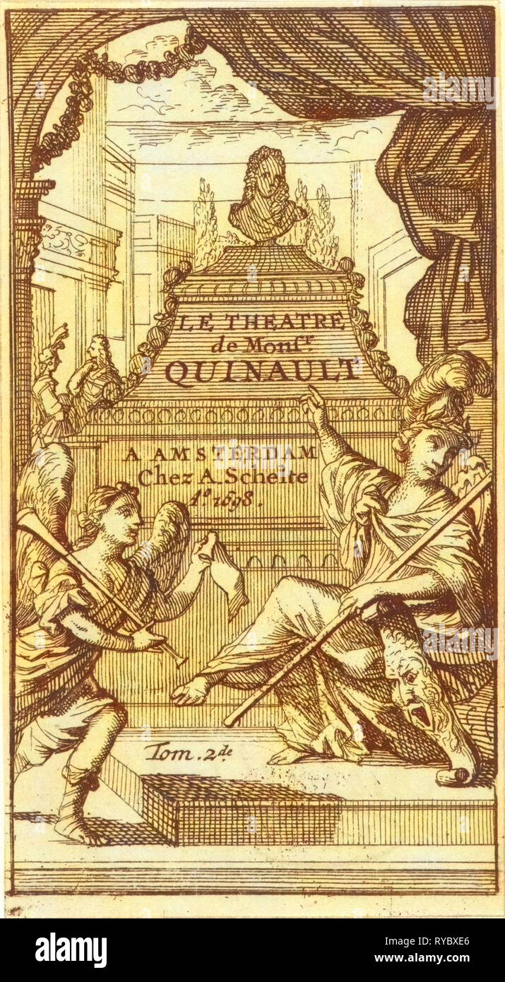 La fama e la Minerva punto per la tomba di Philippe Quinault, Caspar Luyken, Antoine Schelte, 1697 Foto Stock
