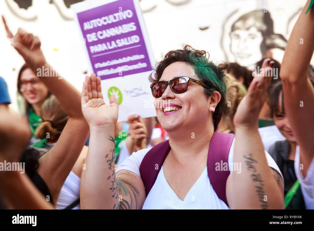 Protesta sulla Giornata internazionale della donna a Buenos Aires, Argentina Foto Stock