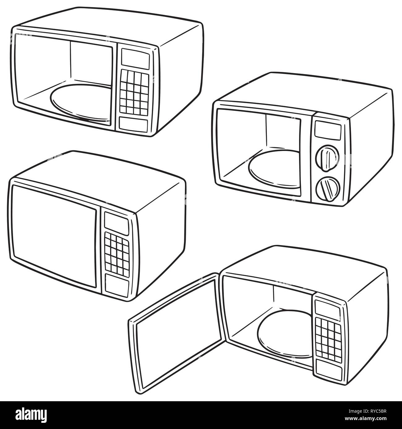 Set di vettore del forno a microonde Illustrazione Vettoriale